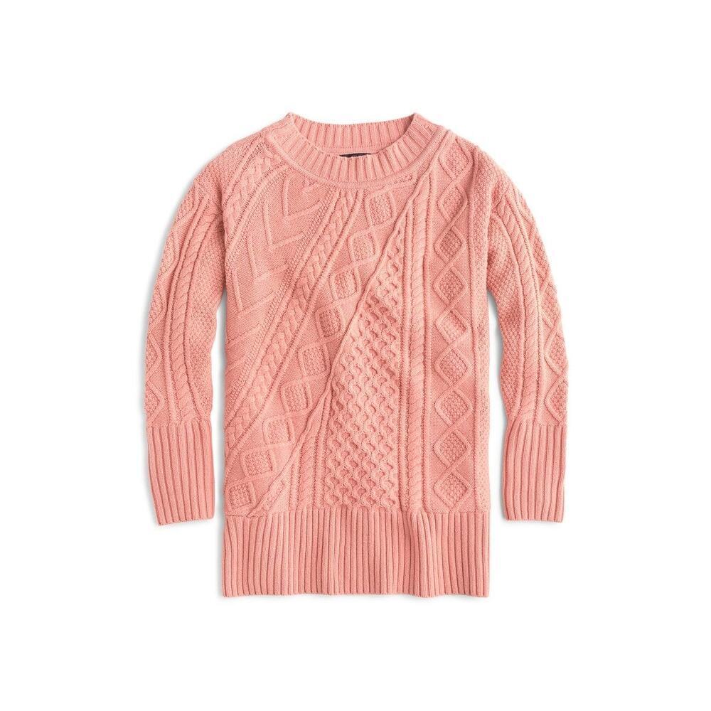 J. Crew Womens Wool Cable Knit Patchwork Tunic Sw… - image 1
